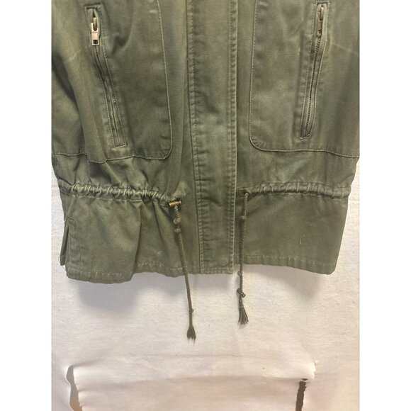 Forever 21 Olive Green Hooded Jacket With Drawstring & Pockets - Size S - Picture 5 of 8